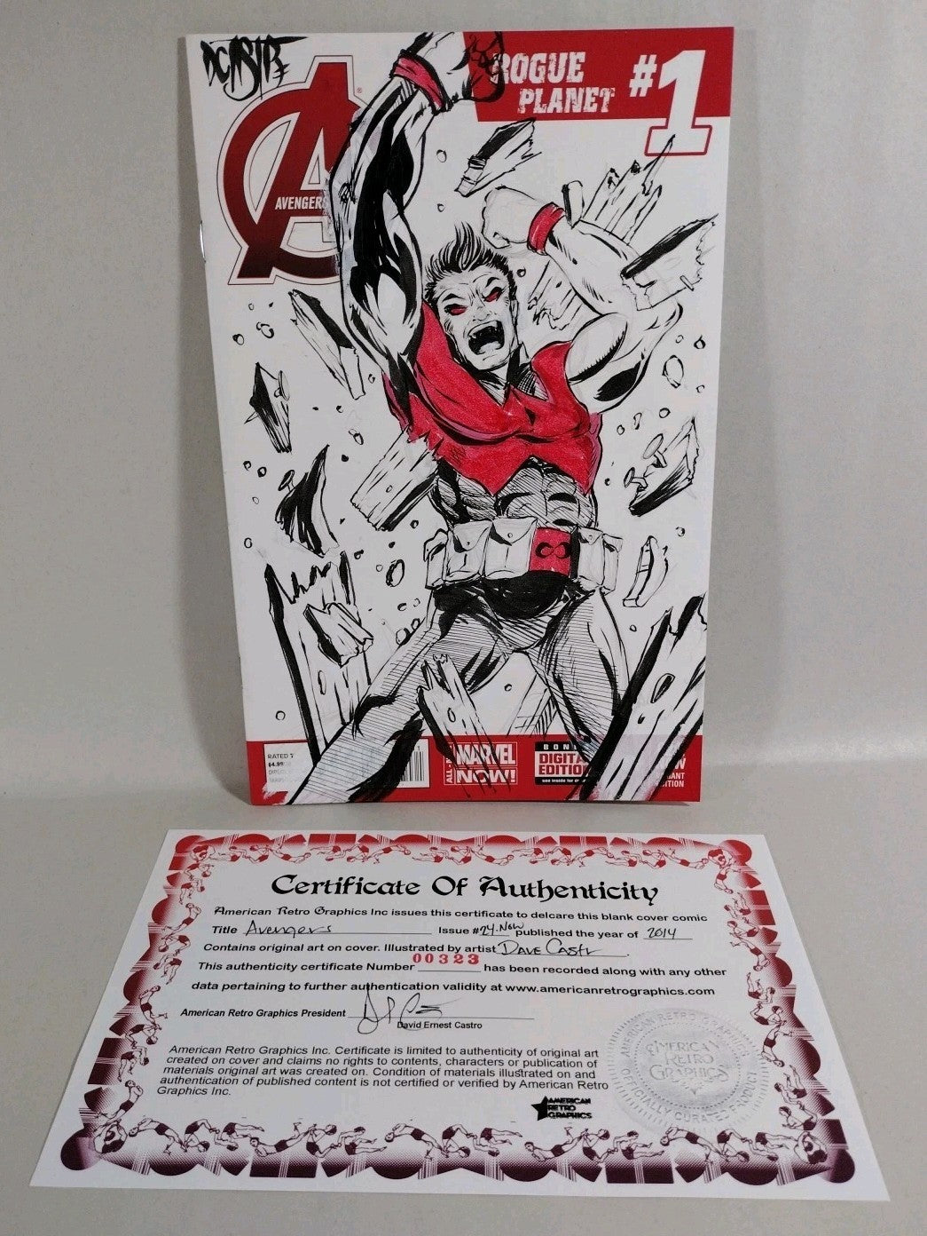 Avengers #24 (2014) Marvel Sketch Cover Variant Comic W Original Dave Castr Art