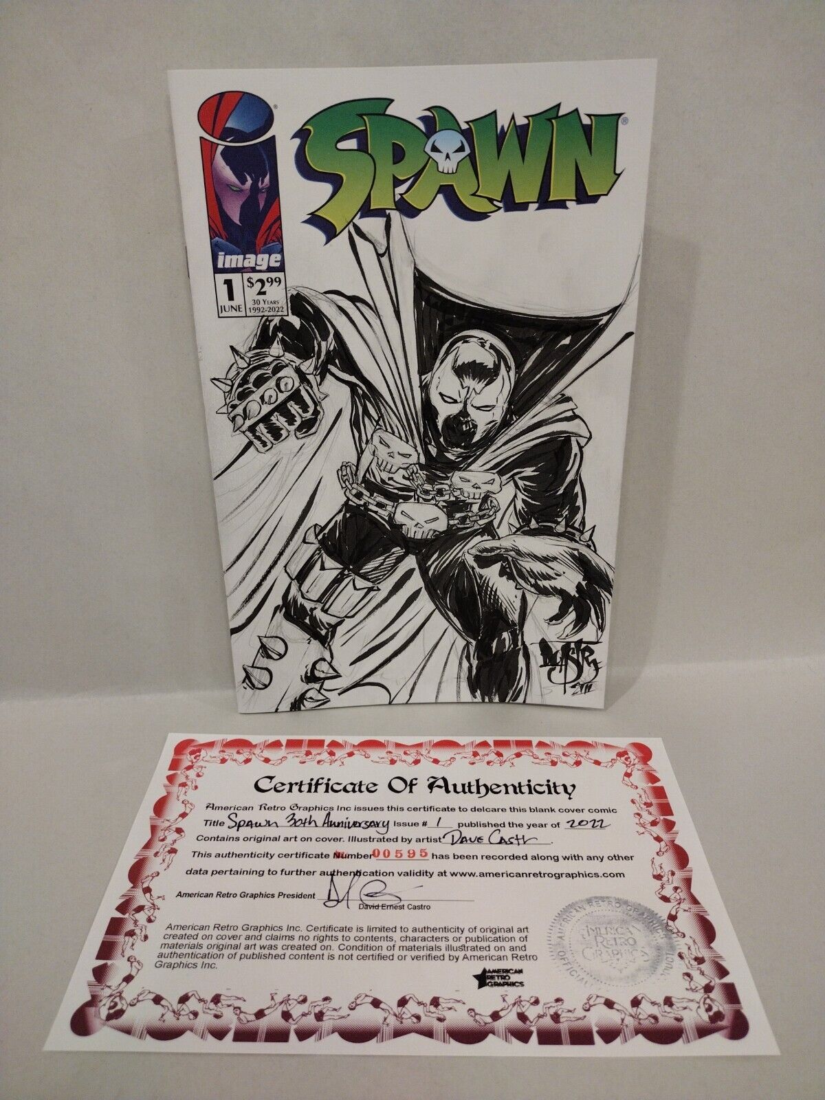 Spawn 1 30th Anniversary 2022 Sketch Cover Image Comic w Original Dave Castr Art