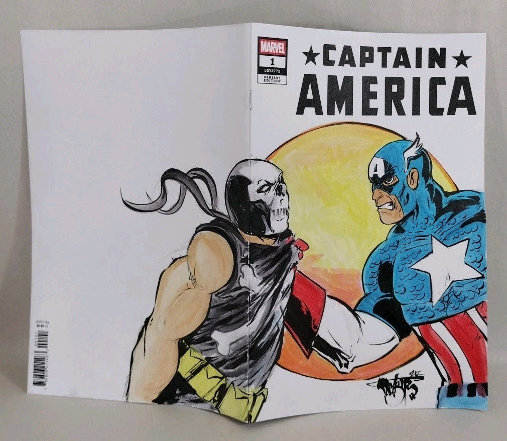 Captain America #1 (2025) Marvel Sketch Cover Comic W Original Dave Castr Art