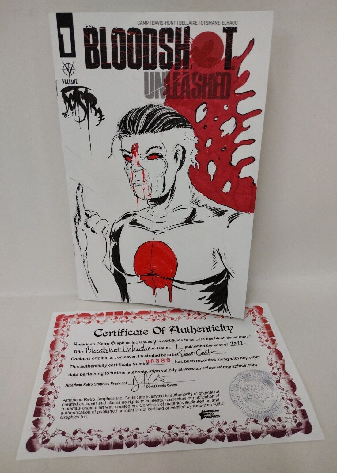 Bloodshot Unleashed 1 (2022) Valiant Comic Blank Cover w Original DCastr Art COA