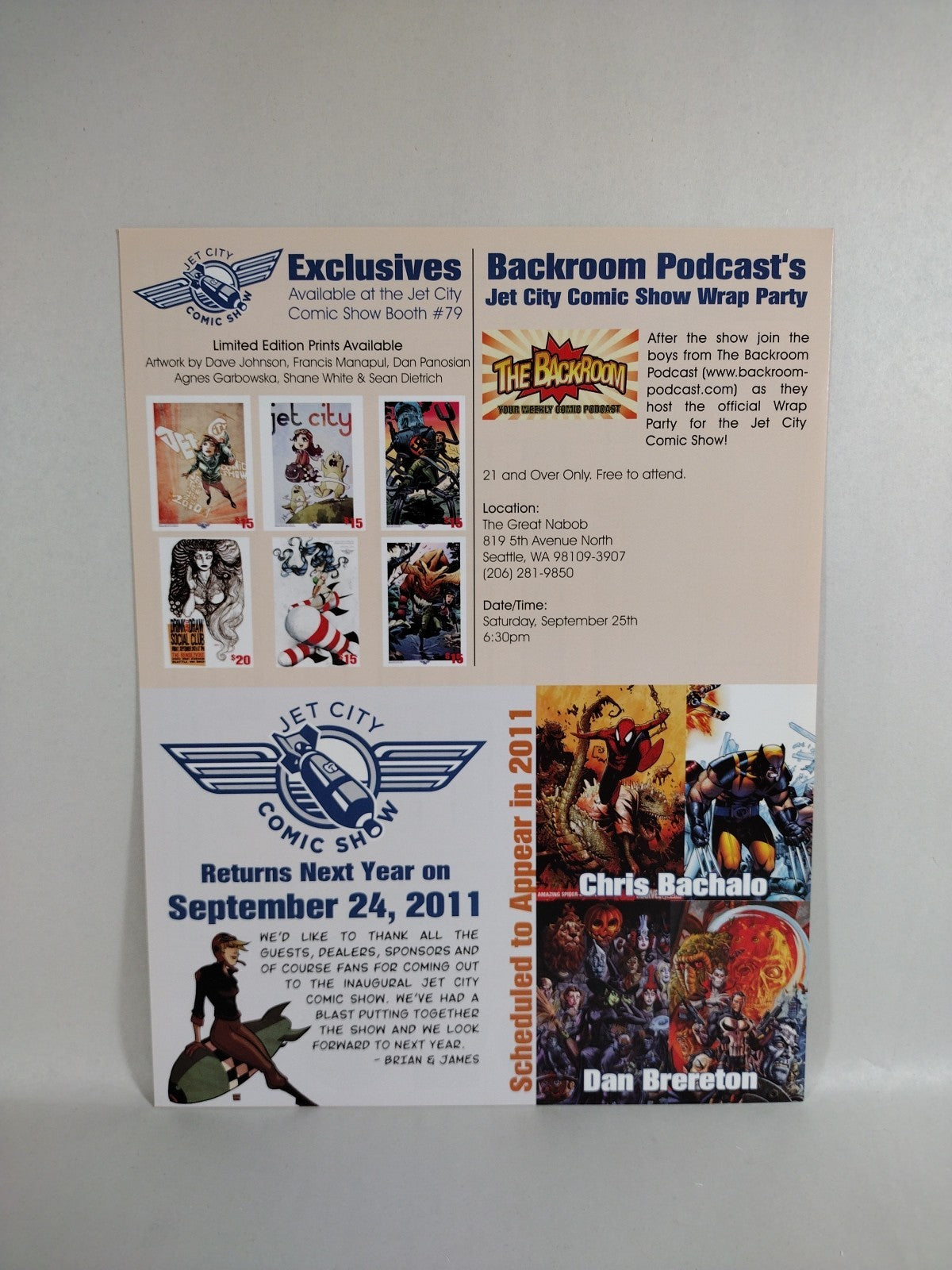 Jet City Comic Show 2010 Program Signed Tim Vigil Dan Panosian Cover Art
