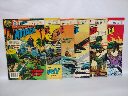 Attack (1979) Charlton Military War Comic Lot #18 23 25 27 34 41 Reader Copies