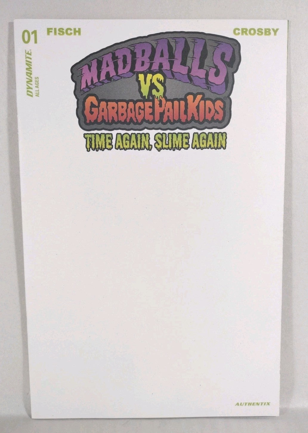 Madballs vs Garbage Pail Kids Time Again Slime Again #1 White Blank Variant NM