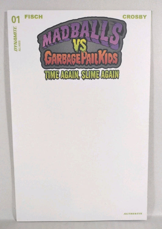 Madballs vs Garbage Pail Kids Time Again Slime Again #1 White Blank Variant NM
