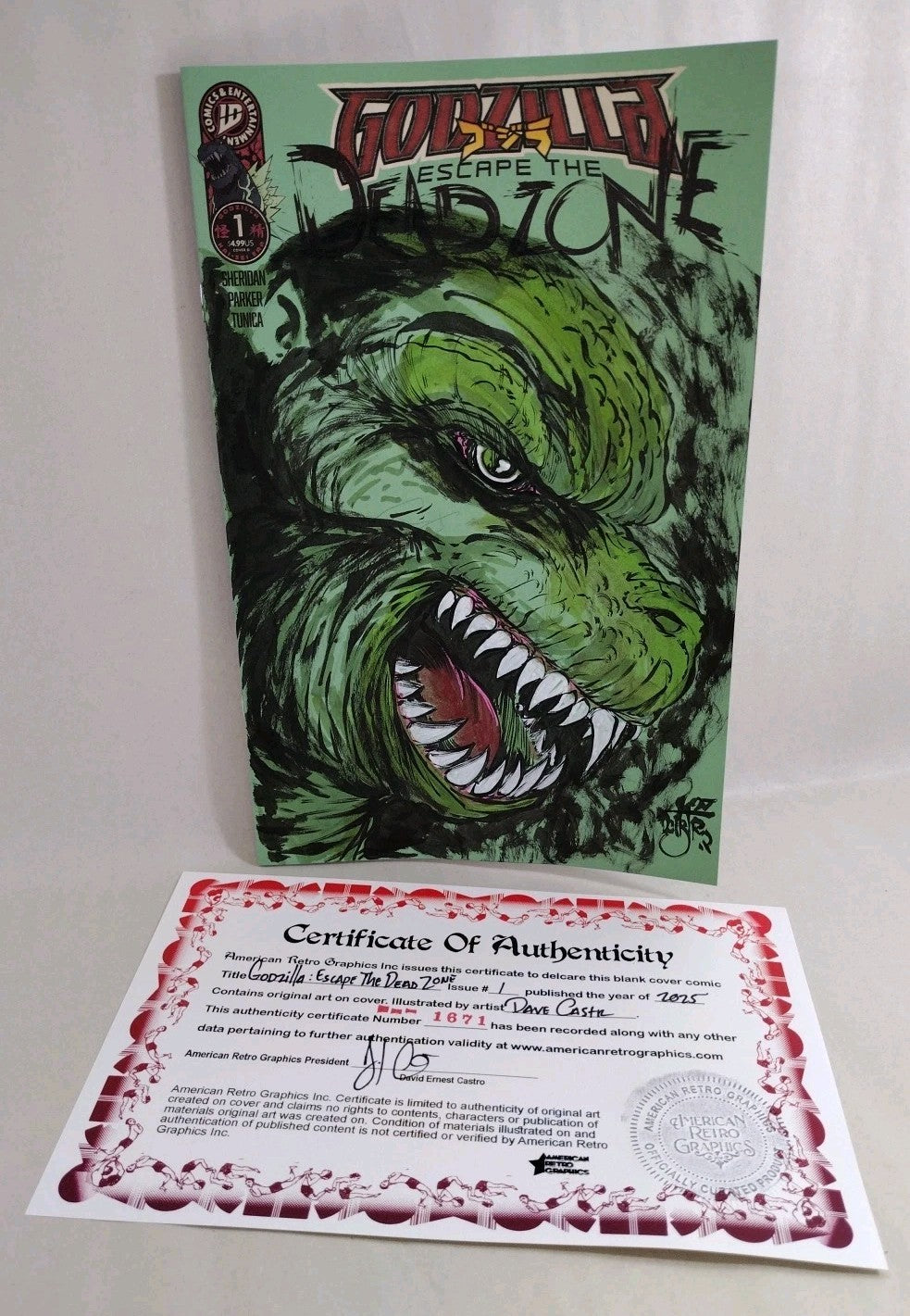 Godzilla Escape The Dead Zone #1 IDW Sketch Cover Comic W Original DCastr Art