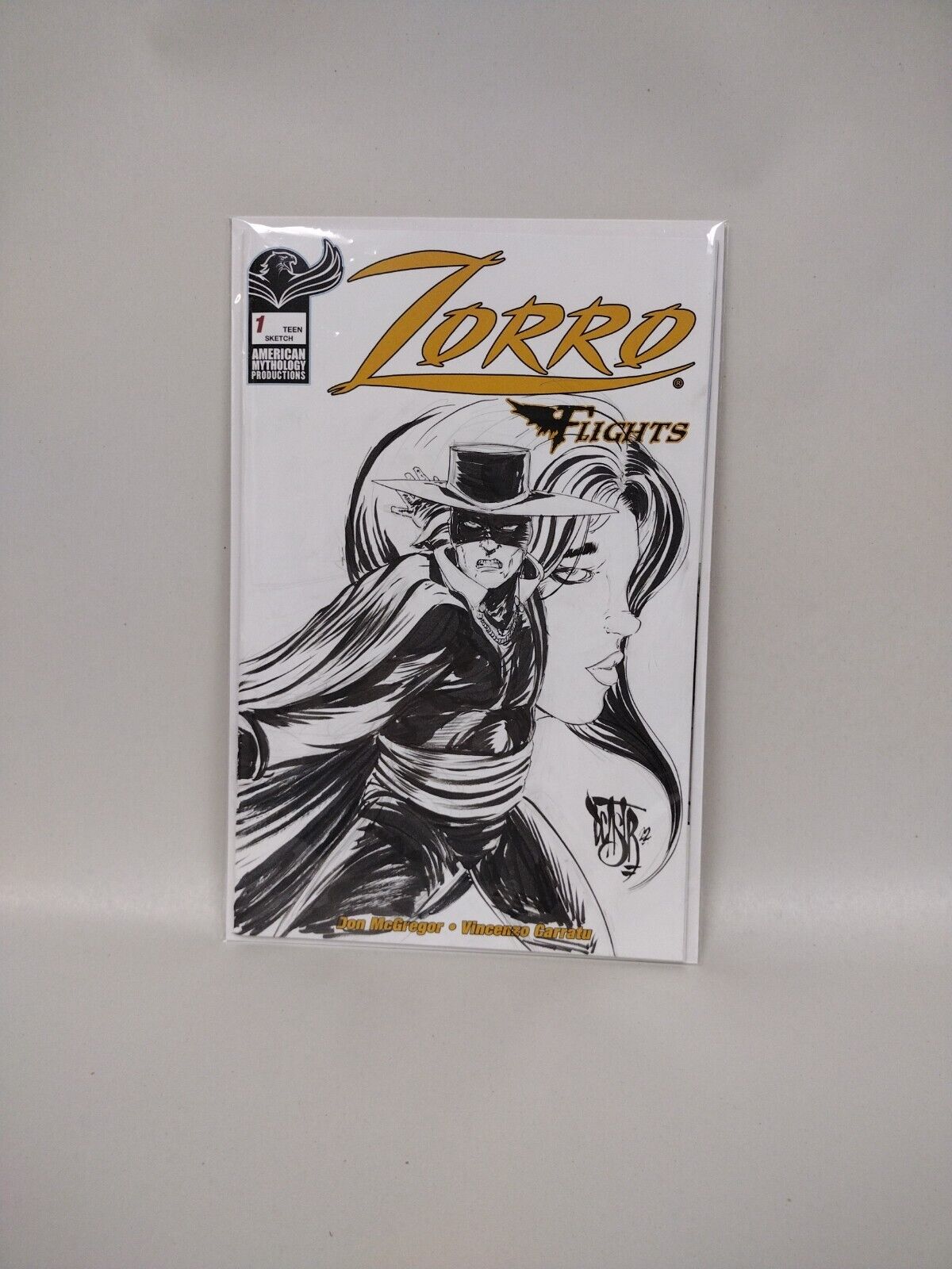 Zorro Flights #1 (2021) Blank Cover Variant Comic W Original Art Dcastr ARG COA