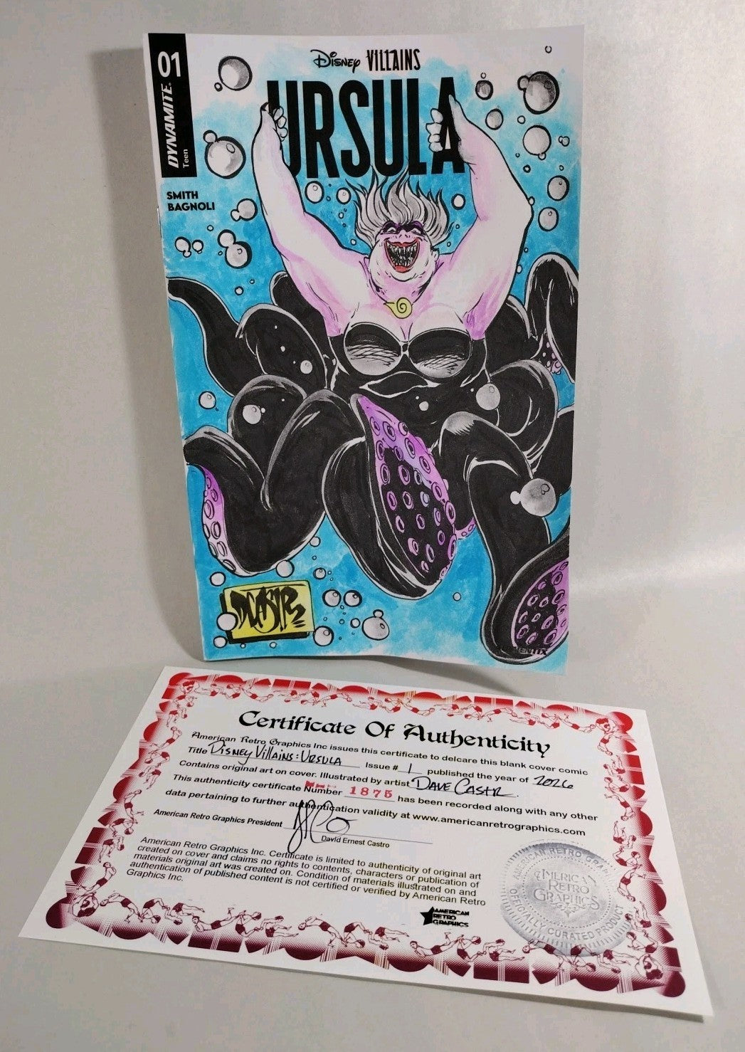 Ursula 1 (2026) Disney Villain Dynamite Comic Sketch Cover W Original DCastr Art