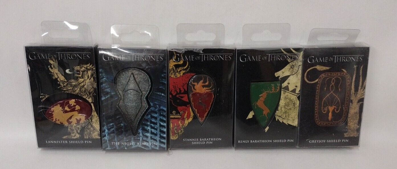 Game Of Thrones (2006) Dark Horse Shield Pin Set Lot of 5 Greyjoy Night King ++