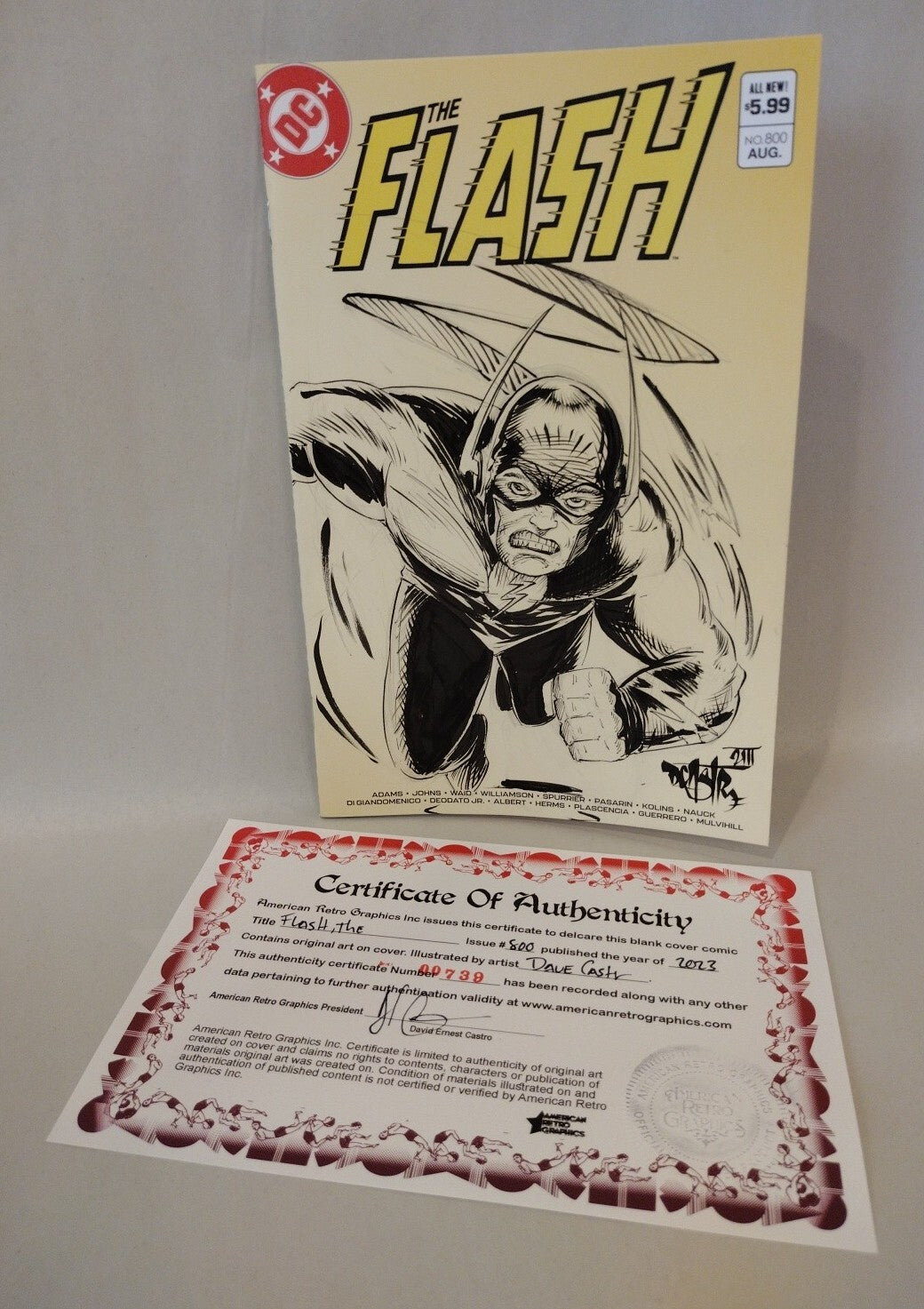 FLASH #800 (2023) DC Comic Blank Sketch Cover Variant W Original Dave Castr Art 