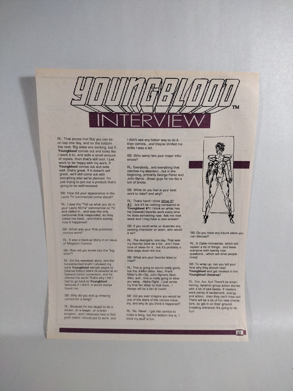 Youngblood (1992) Rob Liefeld Complete Interview Previews Magazine Clippings 4pg