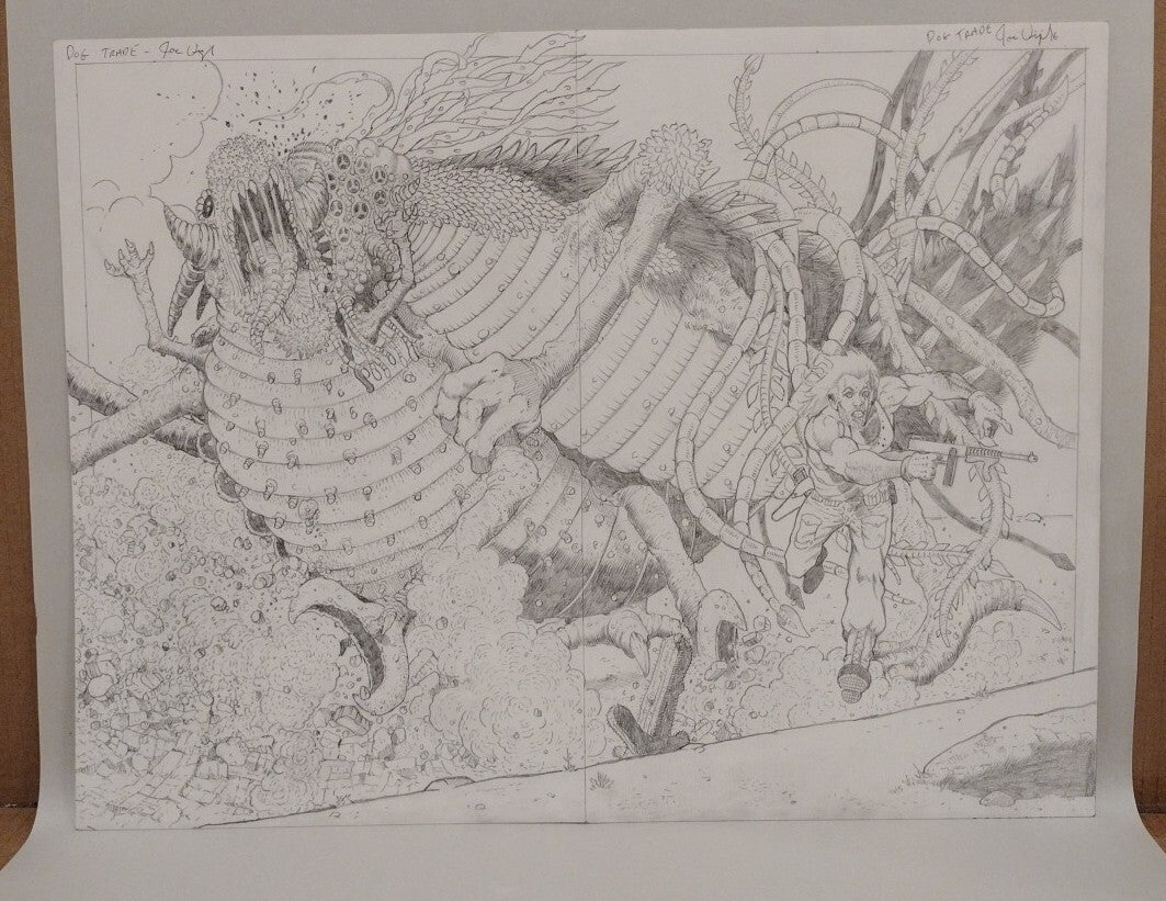 Joe Vigil Original DOG Comic Double Page Pencil Illustration 22 X 17" Signed