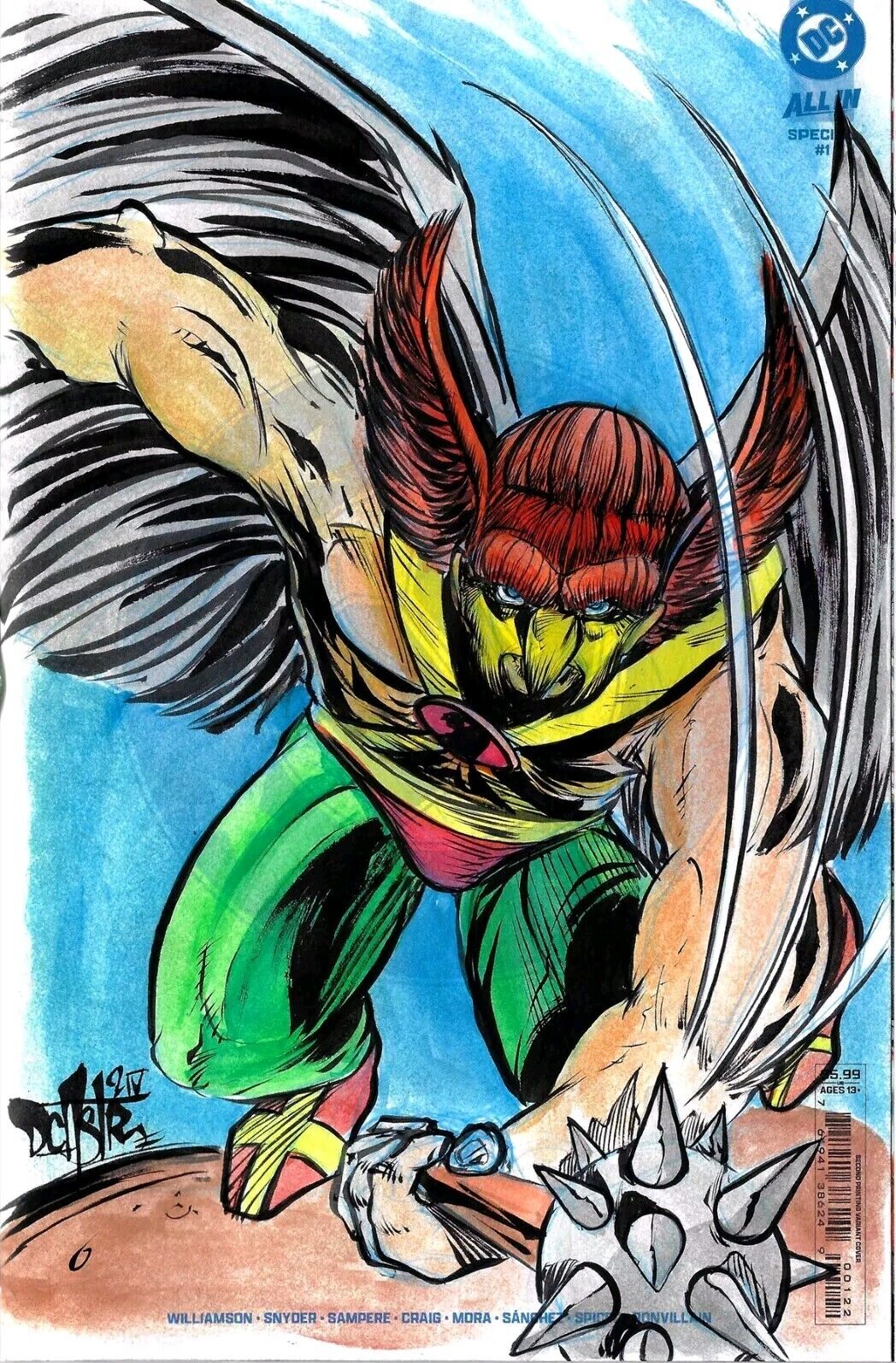 DC All In Special 1 (2024) Sketch Var Cover Comic W Original DCastr Hawkman Art