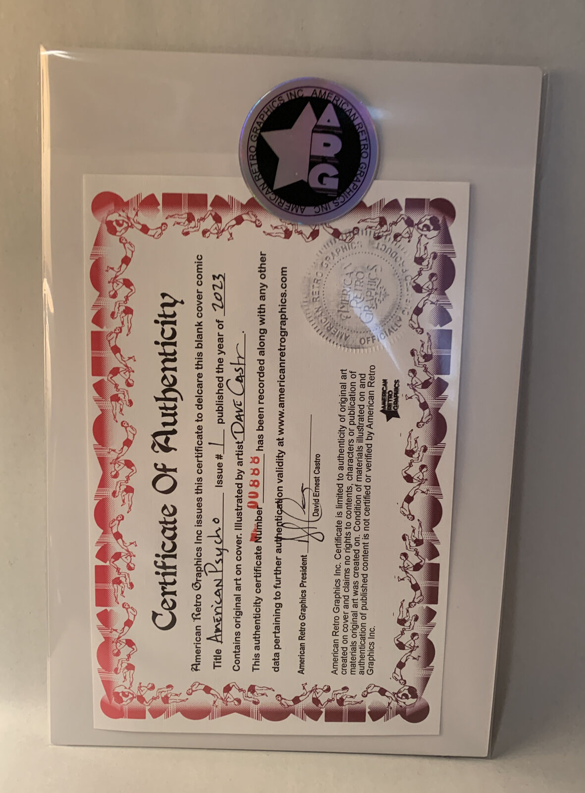 AMERICAN PSYCHO #1 Blank Sketch Cover variant Comic W Original Dave Castr Art