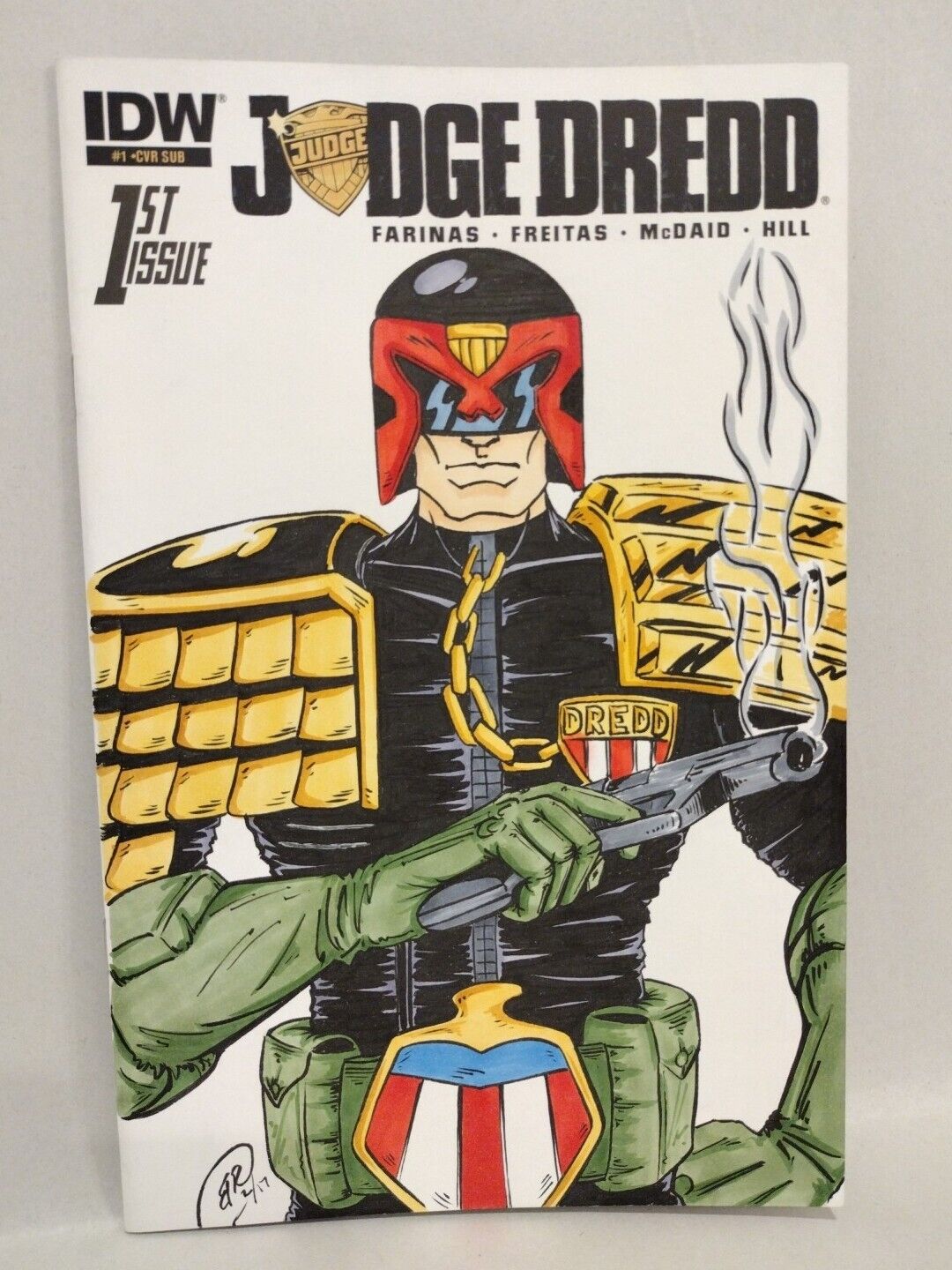 JUDGE DREDD #1 (2015) Sketch Variant Cover Comic W Original Brett Ruppert Art