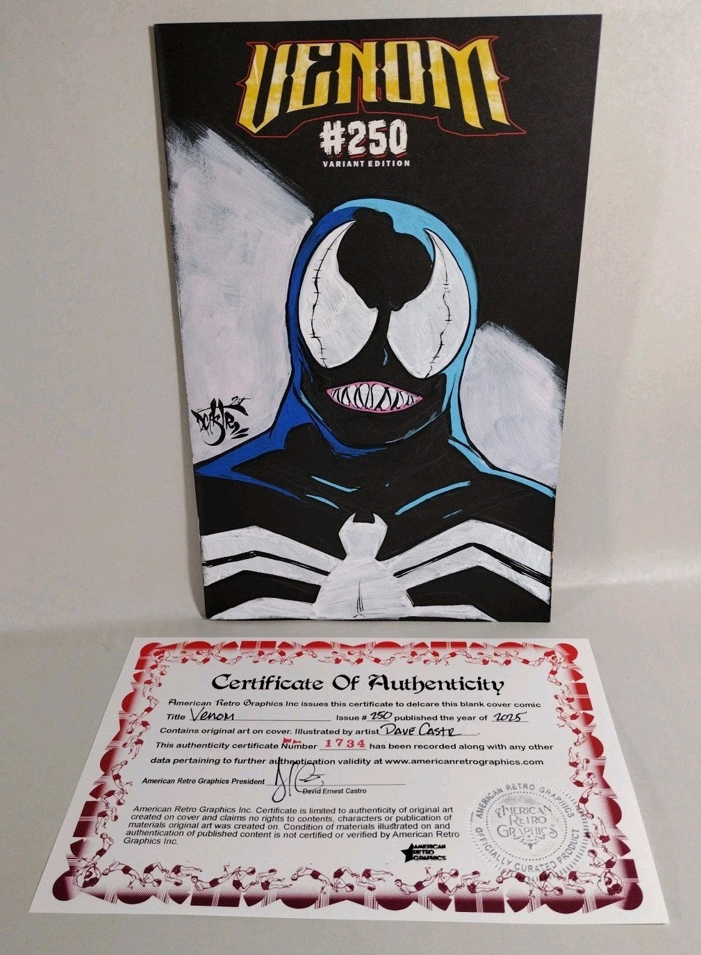 Venom #250 (2025) Marvel Black Sketch Cover W Original Dave Castr Art