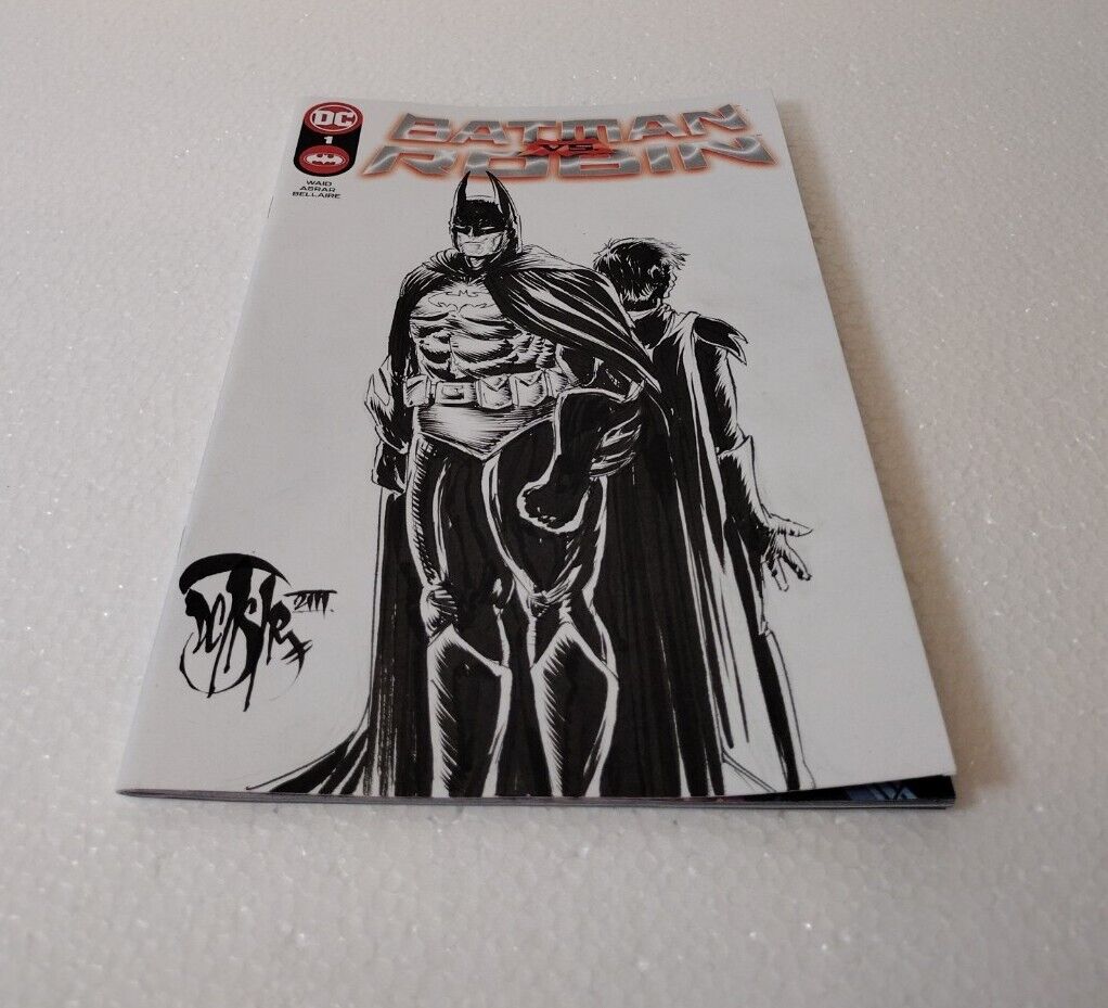 BATMAN VS ROBIN 1 (2022) Blank Cover Variant DC Comic w Original DCastr Art