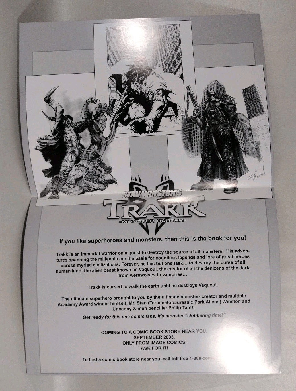 Stan Winston's Trakk (2003) 11 X 17" Folded Comic Book Poster Set Of 3 Bisley