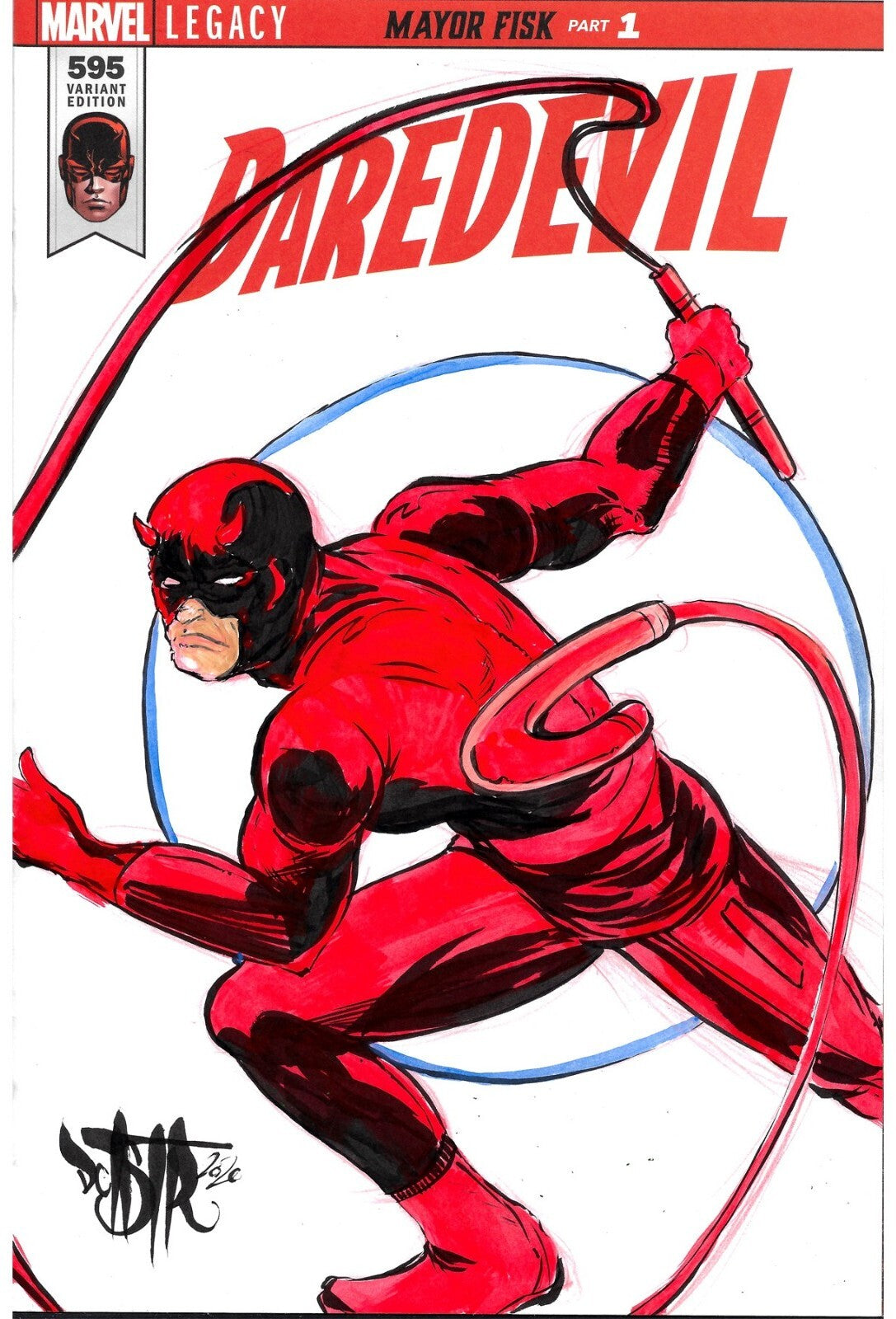 Daredevil #595 (2018) Marvel Sketch Cover Comic w Original Art Dave Castr Art