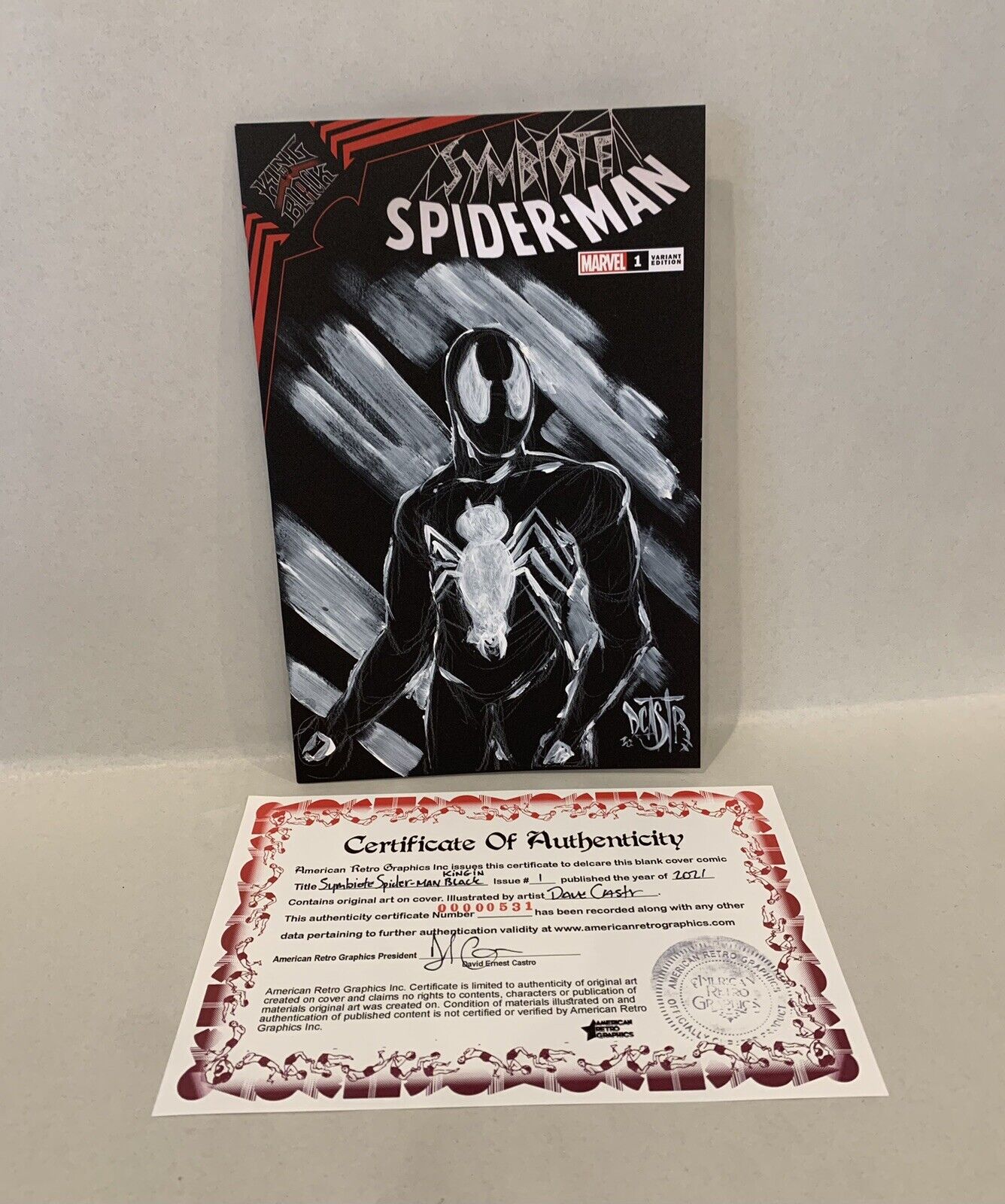 SYMBIOTE SPIDER-MAN #1 Blank Cover Variant  Comic w Original DAVE CASTR Art COA