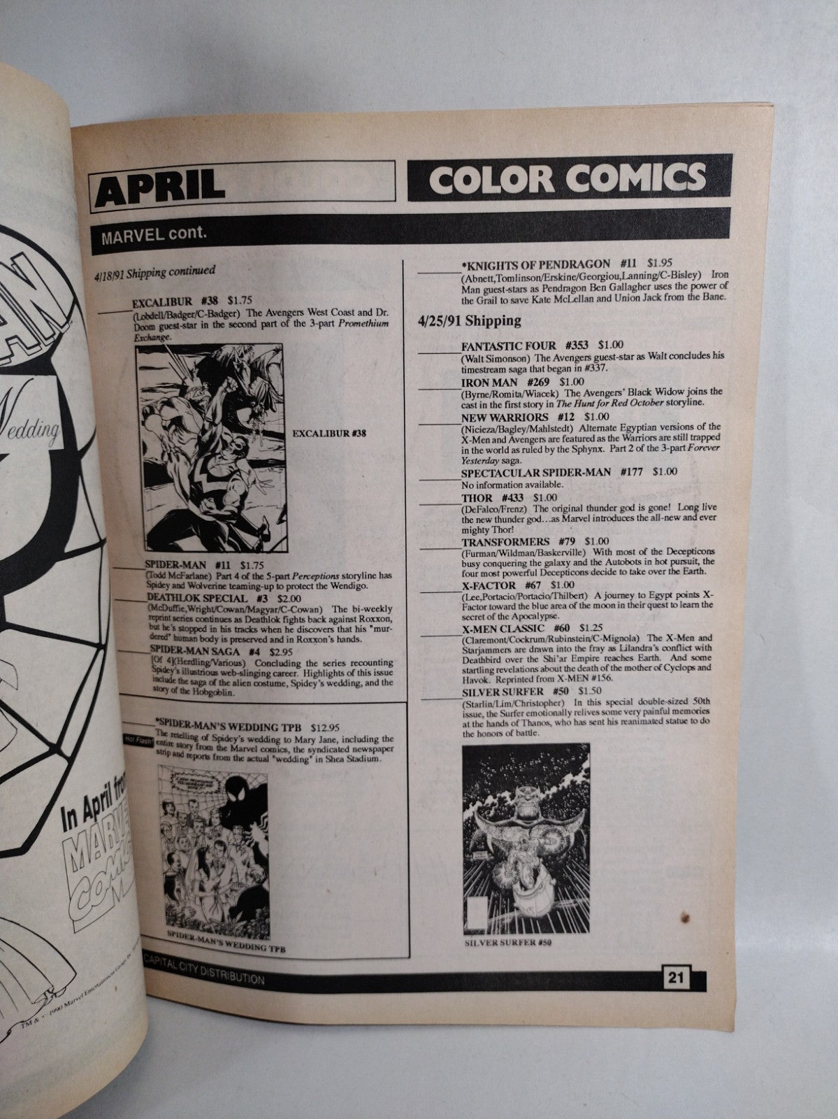 Capital City (1991) Order Pak April Comic Book Catalog Preview Sleep Walker Omac