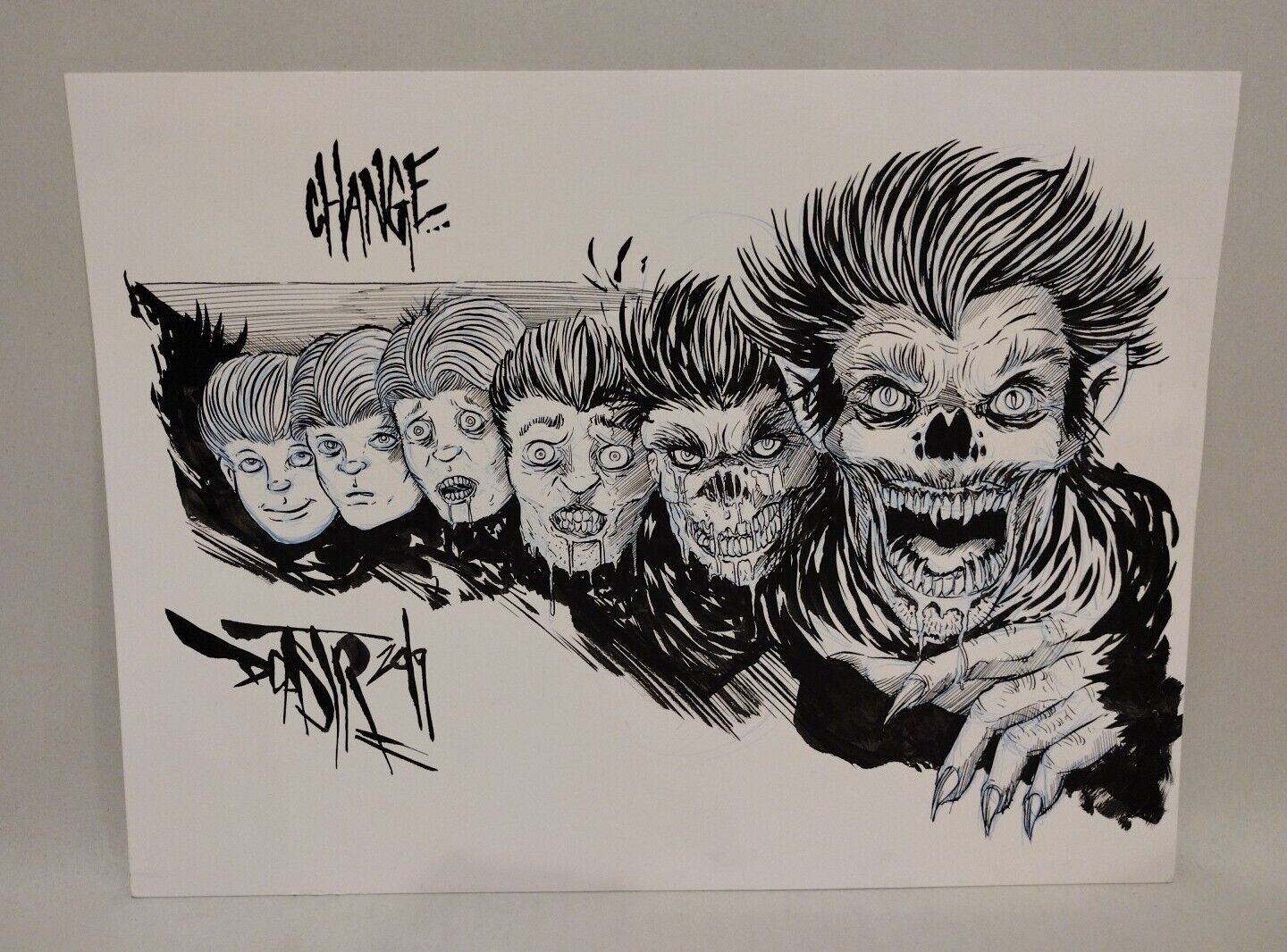 Dave Castr "Change" 9x 12" Original Wolfman Illustration Art Sealed W ARG COA