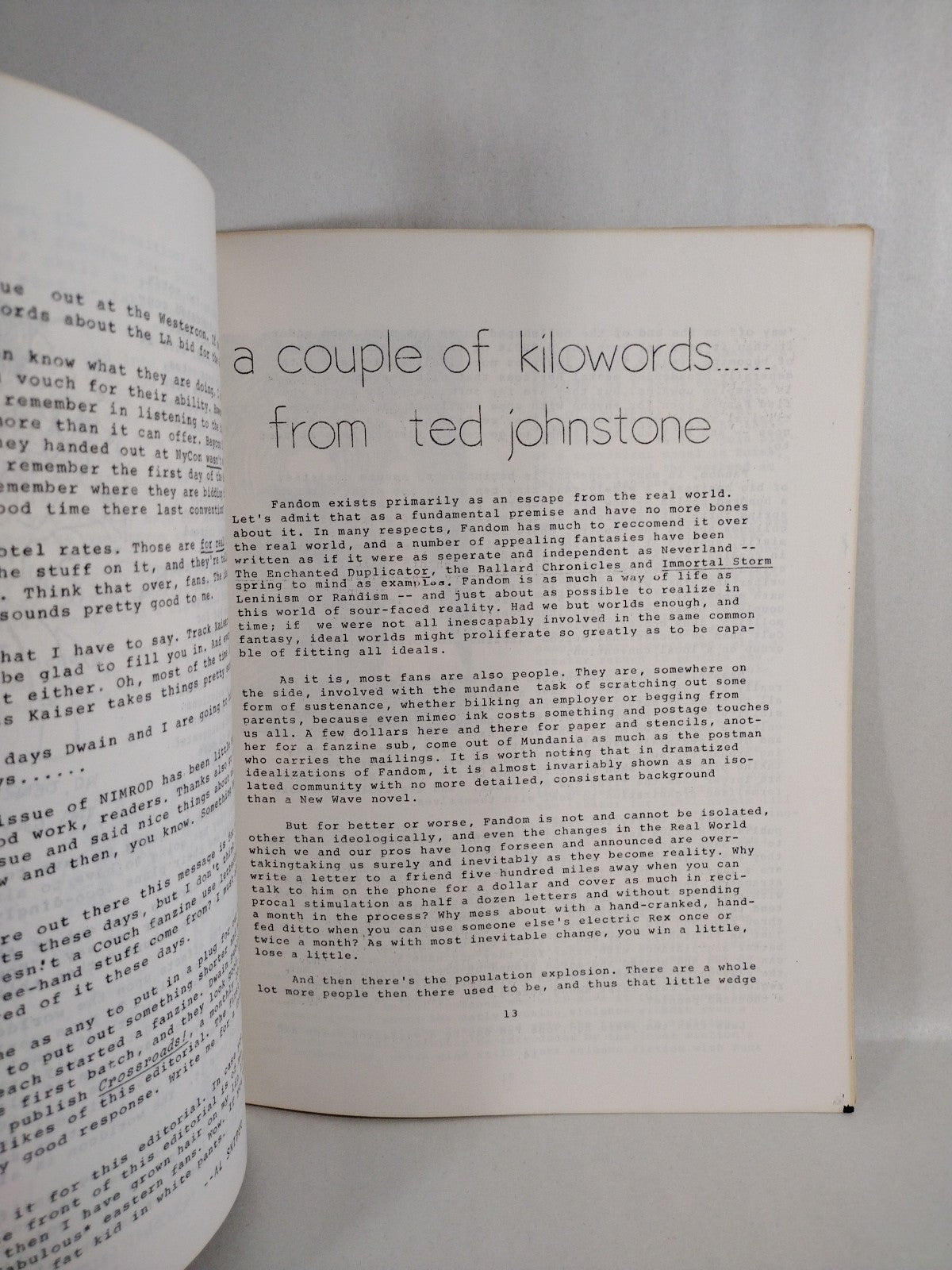 Nimrod #13 (1969) Blackjack Press California Fanzine Cocytus Press Photo Cover