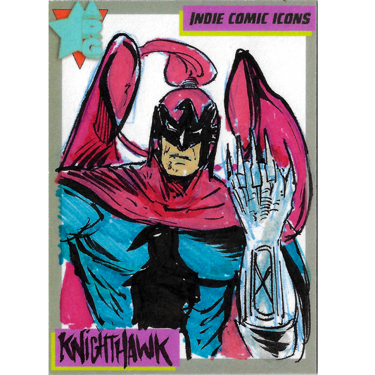 Indie Comic Icons Sketch Card w Original Knighthawk Art DCastr (2023) ARG Sealed