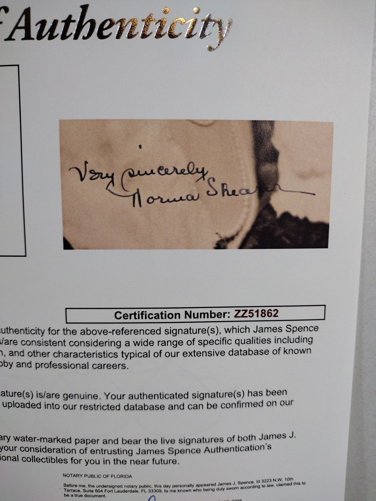 Norma Shearer Silver Screen Actress 6 X 9" Sepia Photo Signed W JSA COA