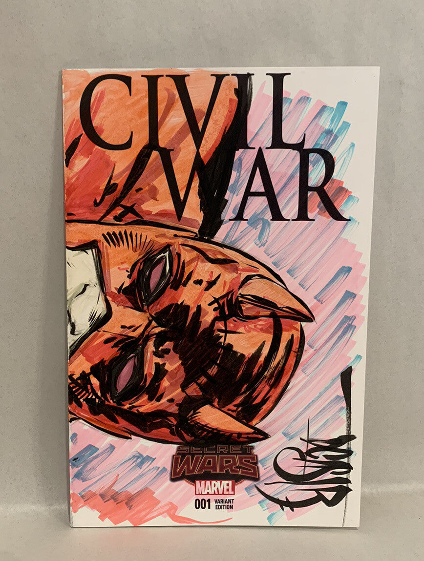 CIVIL WAR #1 (2015) Sketch Variant Cover Comic W Original Daredevil DCastr Art