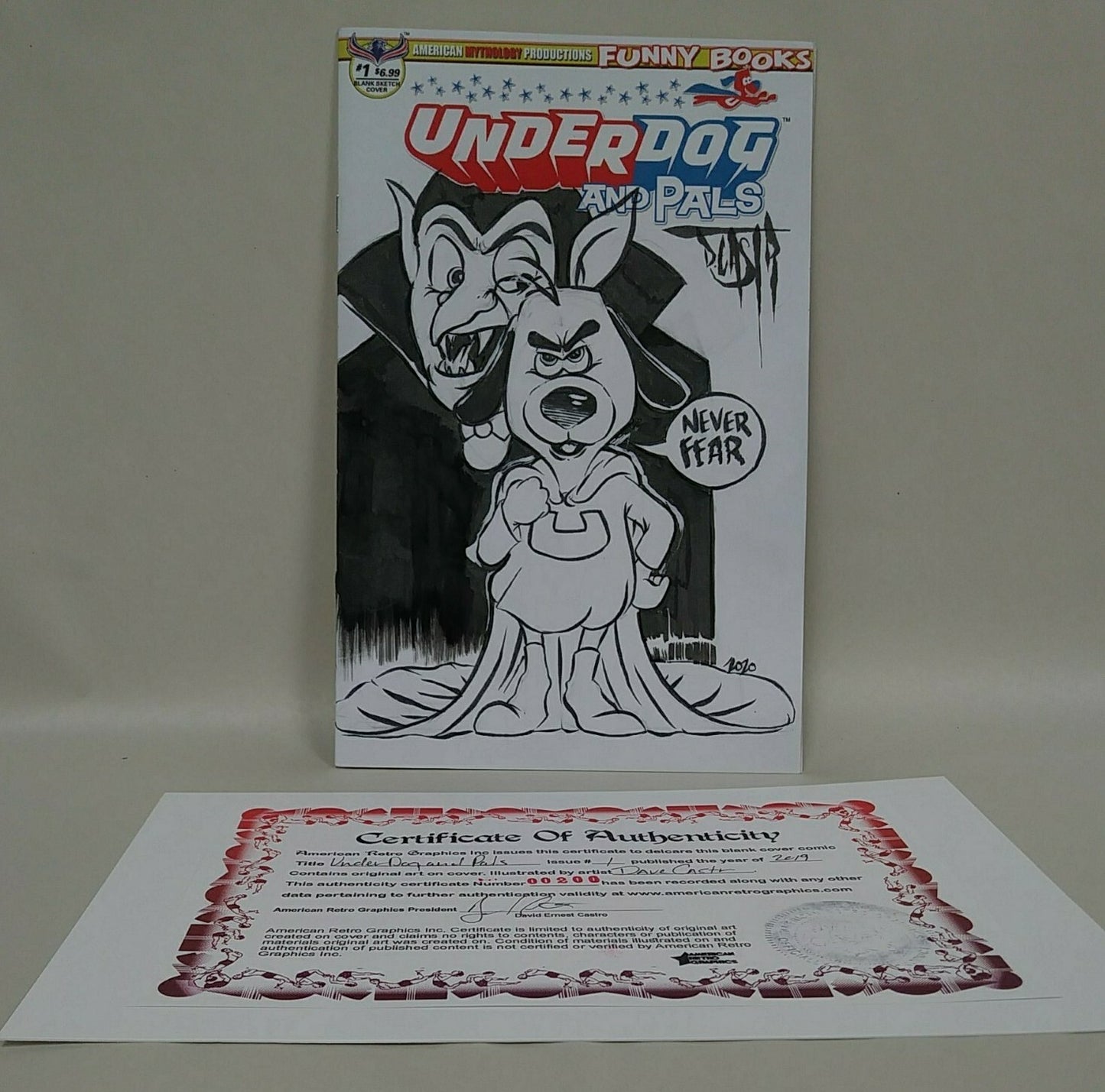 Under Dog and Pals #1 (2019) Sketch Cover Variant Comic W Original DCastr Art