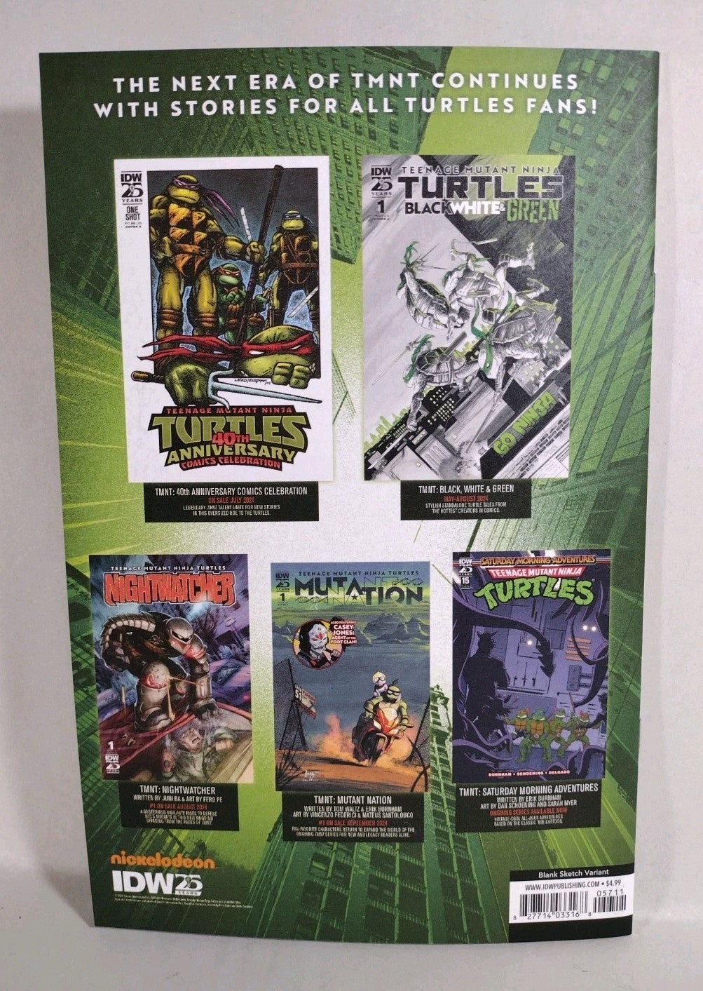 Teenage Mutant Ninja Turtles #1 (2024) IDW Sketch Cover Variant W Original Art