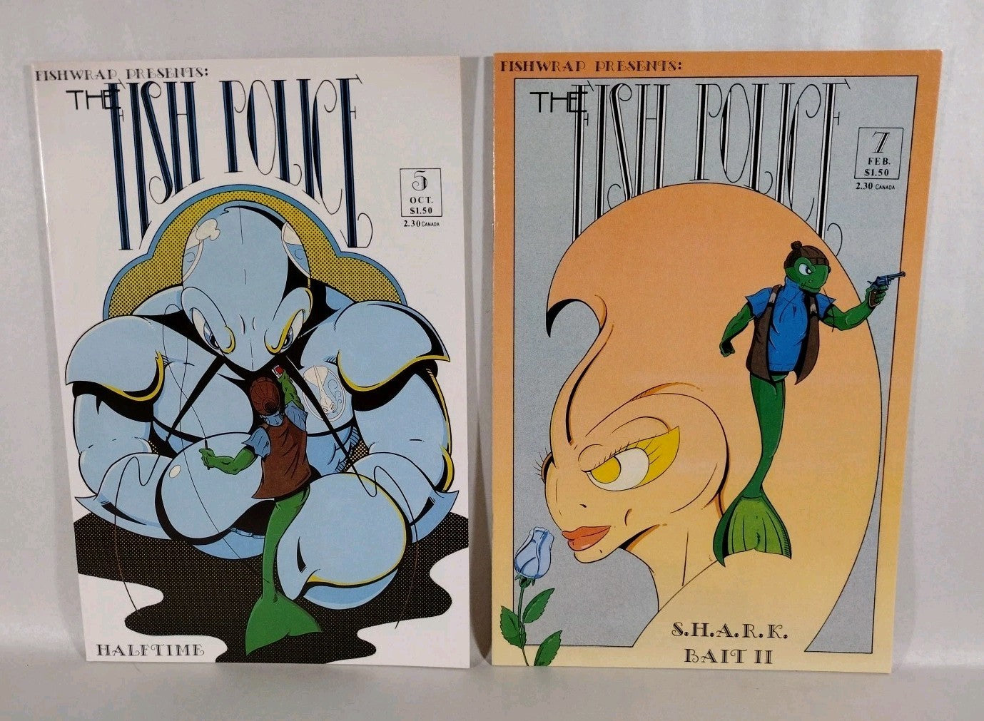 FISH POLICE (1986) Fishwrap Comic Lot #1 2 3 4 5  7 8 9 10 Special 1 Hairballs