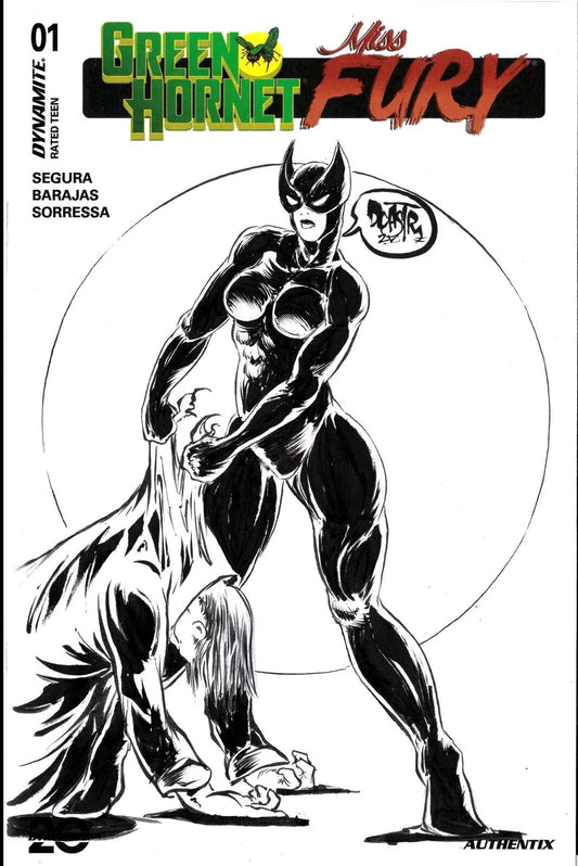 Green Hornet Miss Fury #1 Dynamite 2025 Sketch Cover W Original DCastr Art