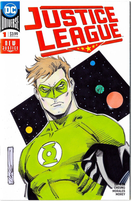 JUSTICE LEAGUE #1 Blank Cover Variant DC Comic w Original CORY HAMSCHER Art COA