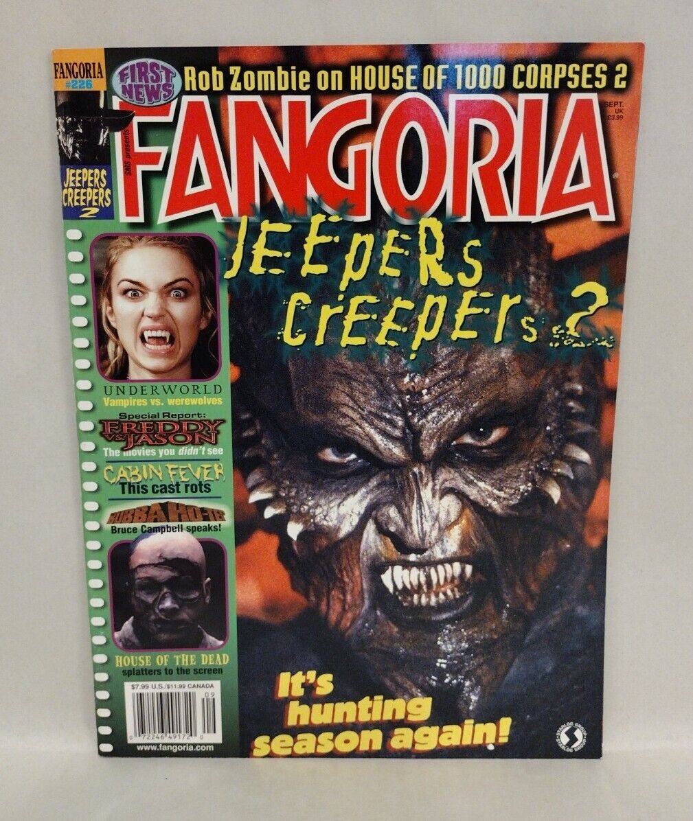 Fangoria Magazine #226 (2003) Jeepers Creepers 2 House Of The Dead Underworld 