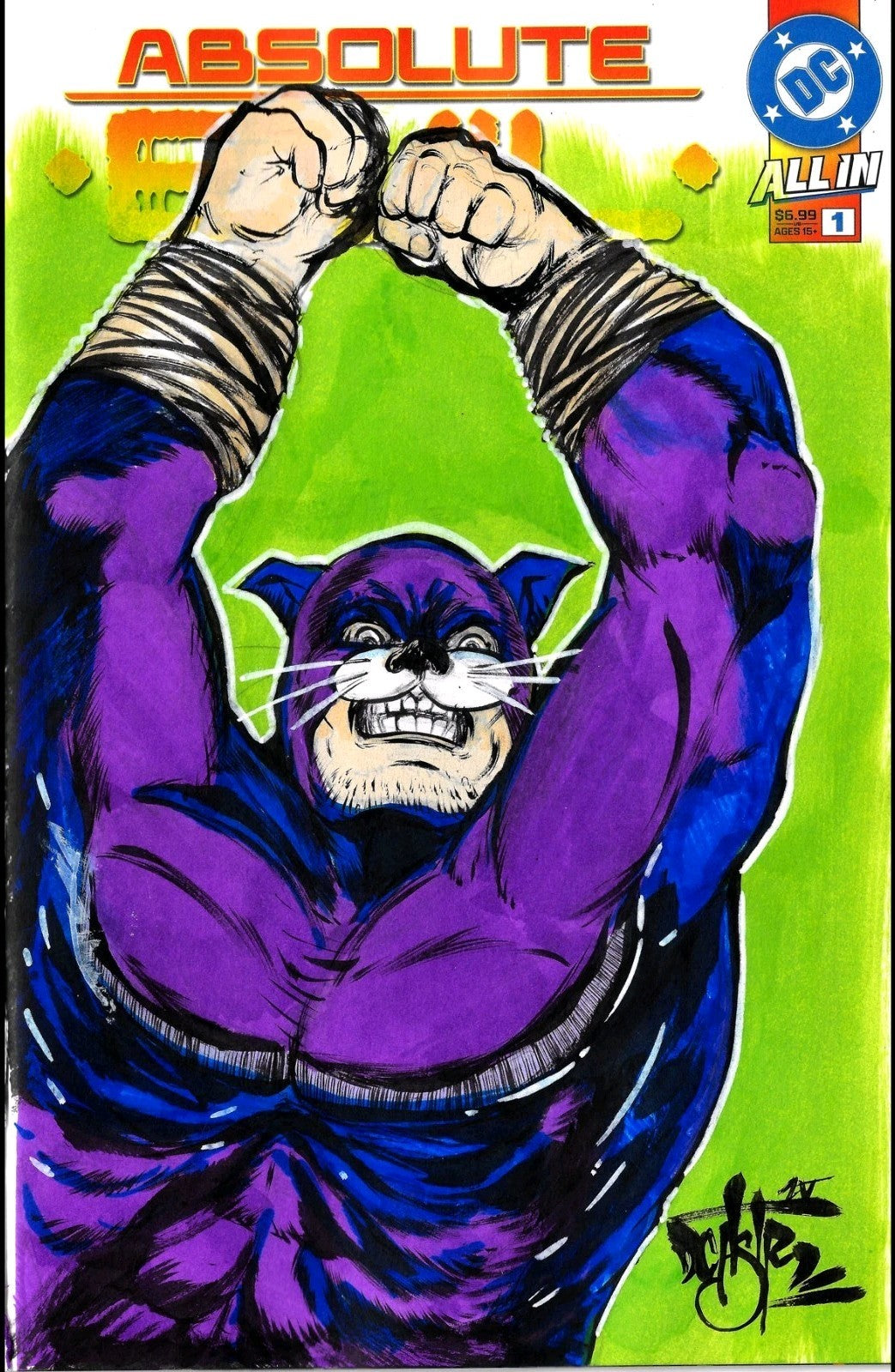 Absolute Evil 1 (2025) DC Comic Sketch Cvr Variant W Original DCastr Wildcat Art