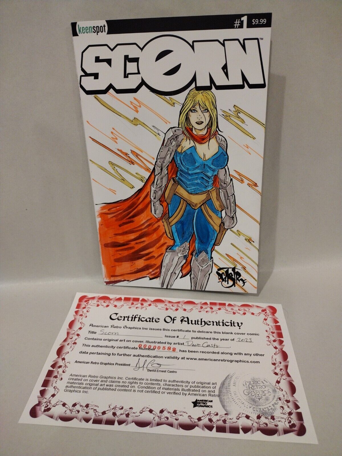 Scorn #1 (2023) Keenspot Blank Cover Variant Comic w Original DCastr Art ARG COA