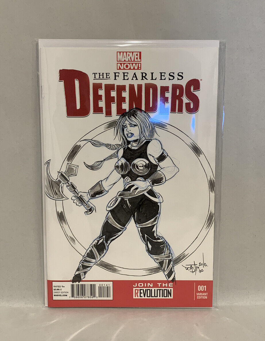 FEARLESS DEFENDERS #1 Blank Sketch Variant Cover Comic W Original Art Dave Castr