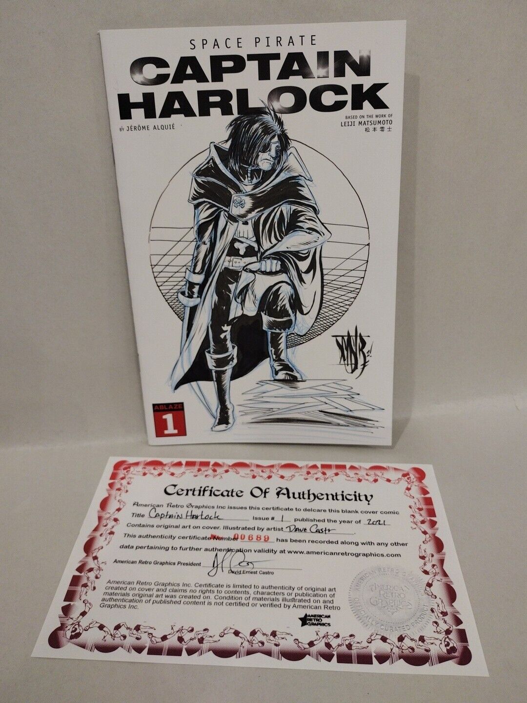 Captain Harlock #1 (2021) Ablaze Blank Sketch Variant Cover Comic w Original Art