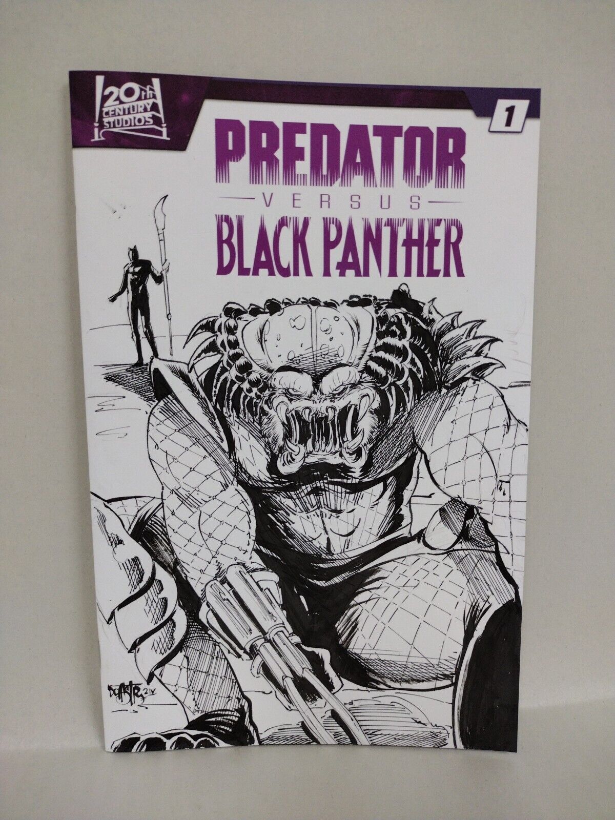 Predator Versus Black Panther (2024) Marvel Sketch Cover W Original DCastr Art