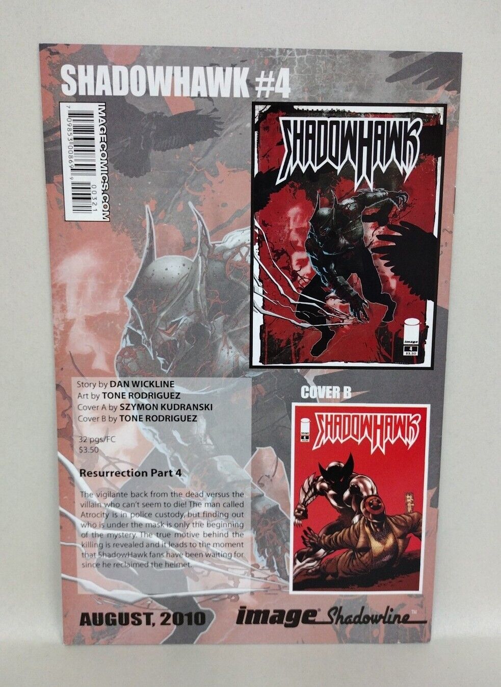 Shadowhawk (5th Series) #3 Cover B Image Resurrection (2010) Shadowline Comic NM