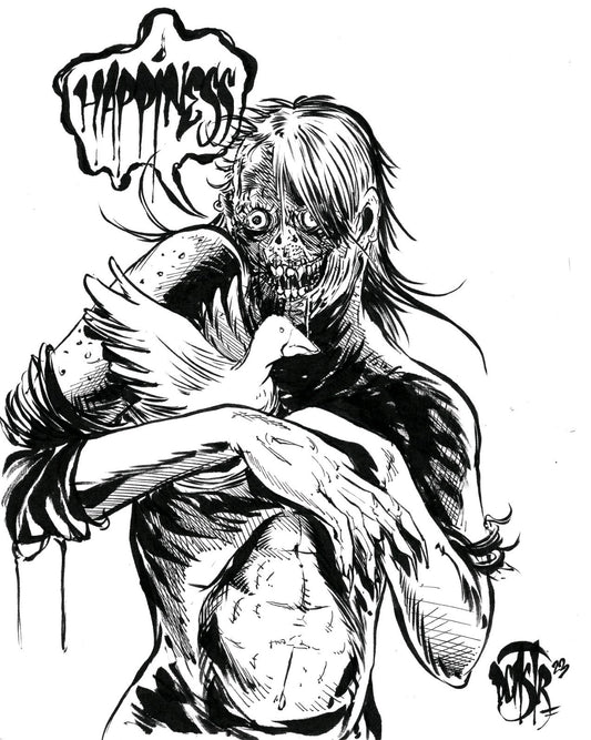 Happiness Original (2023) Dave Castr 8.5 X 11" Pencil Ink Drawing W ARG COA 193