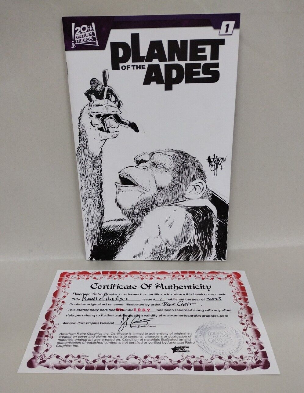 Planet Of The Apes #1 Sketch Cover Variant Comic 2023 W Dave Castr Original Art