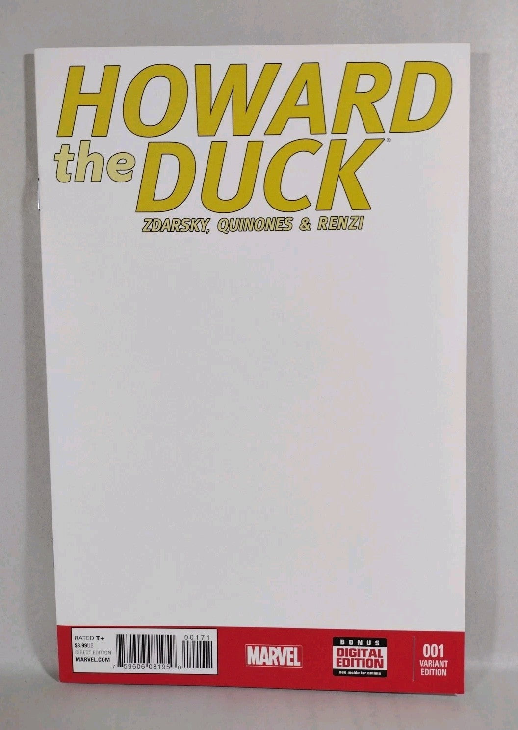 Howard the Duck Comic #1 (2015) Marvel Comic Blank Sketch Variant Chip Zdarsky