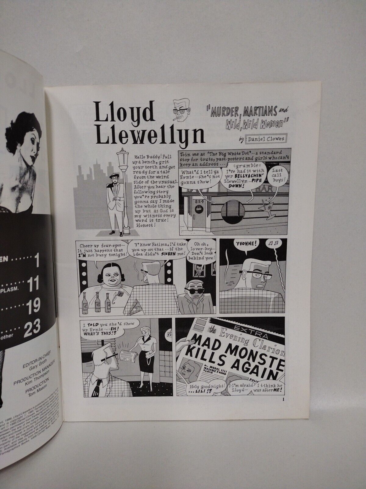 Lloyd Llewellyn (1986) #1 Daniel Clowes Fantagraphics Comic Magazine 1st Print 