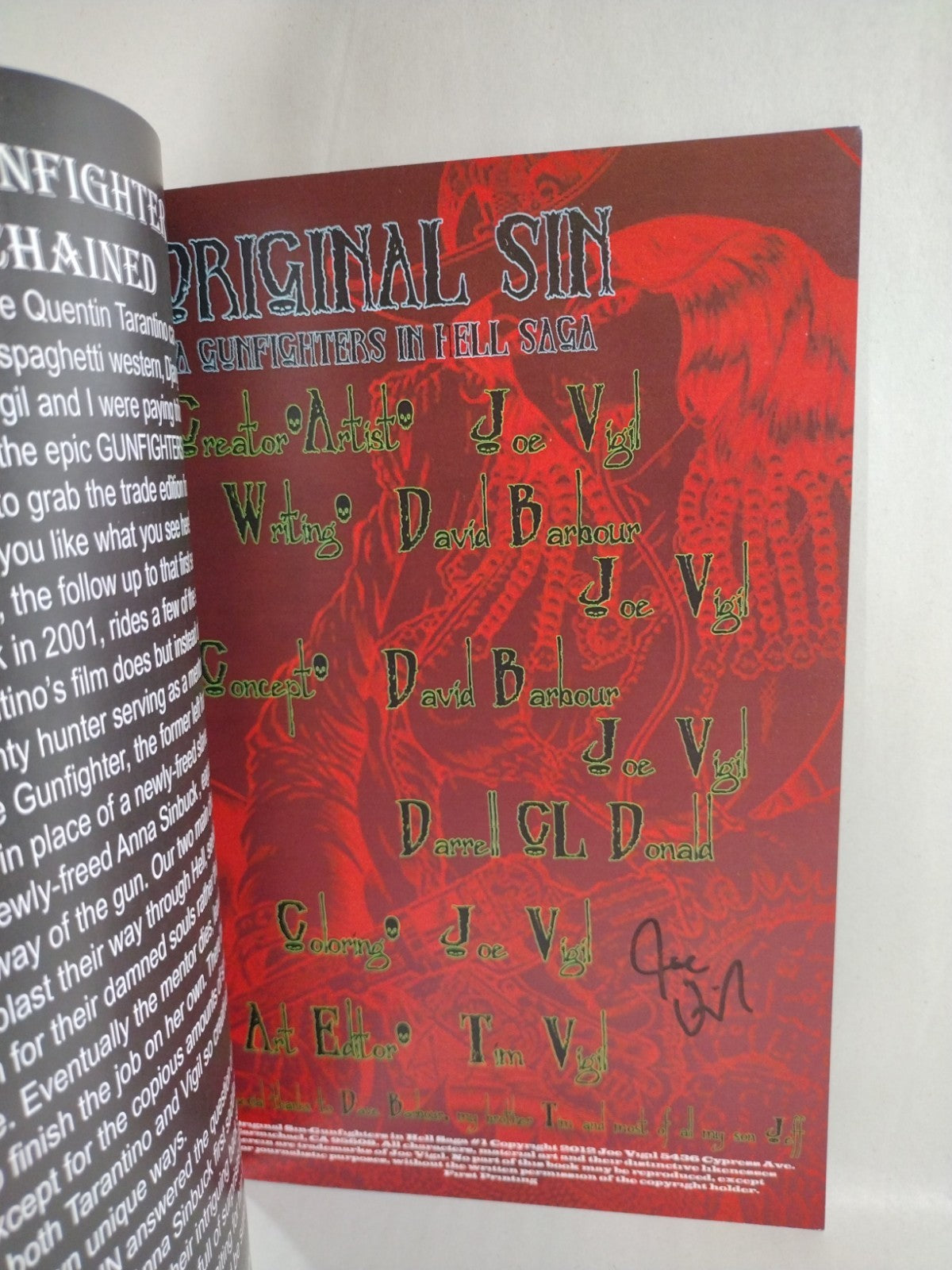 Original Sin (2012) Complete Wild Angels Comic Set #1 2 3 Signed Joe Tim Vigil