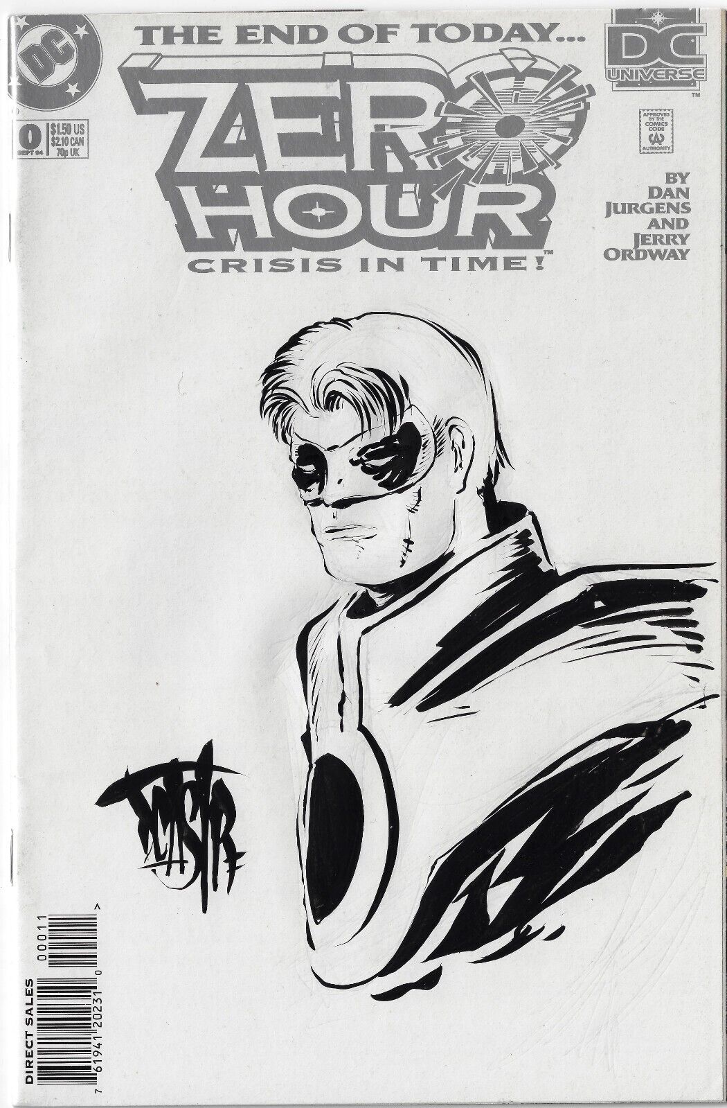 ZERO HOUR Blank Sketch Variant Cover Comic 1994 W Original Art Dave Castr