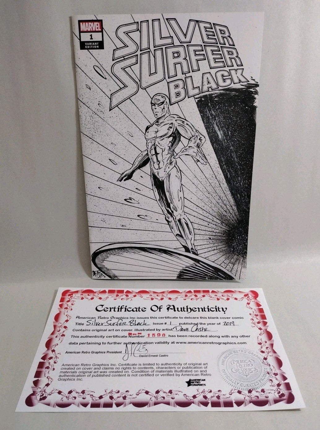Silver Surfer Black (2019) Marvel Sketch Cover Variant W Original Dave Castr Art
