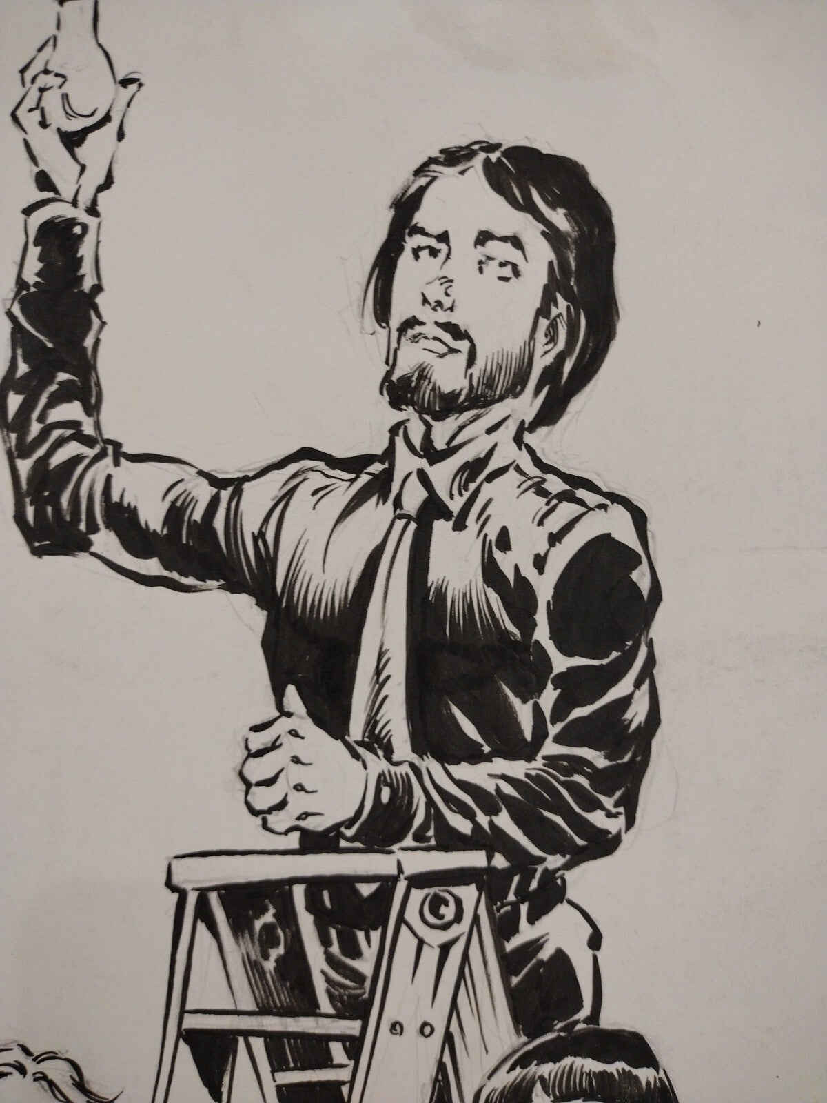 Tim Vigil Original Inked Illustration 3 Figure Character 11 X 17 Signed