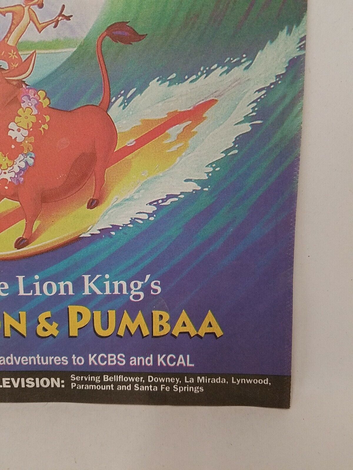 Press-Telegram TV (1995, Paramount Ca) September 3-9 Disney Timon & Pumbaa Cover